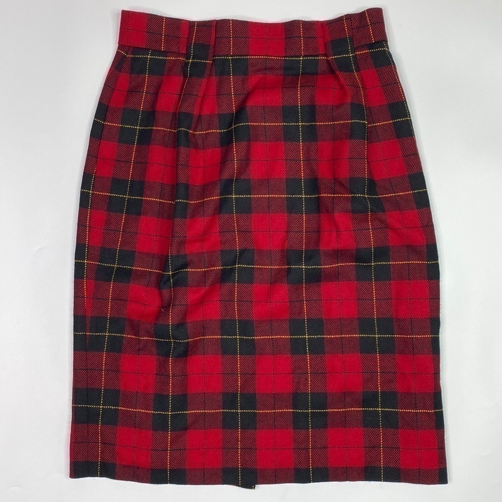 Vintage Jones New York Red Black Wool Pencil Skirt Size 10